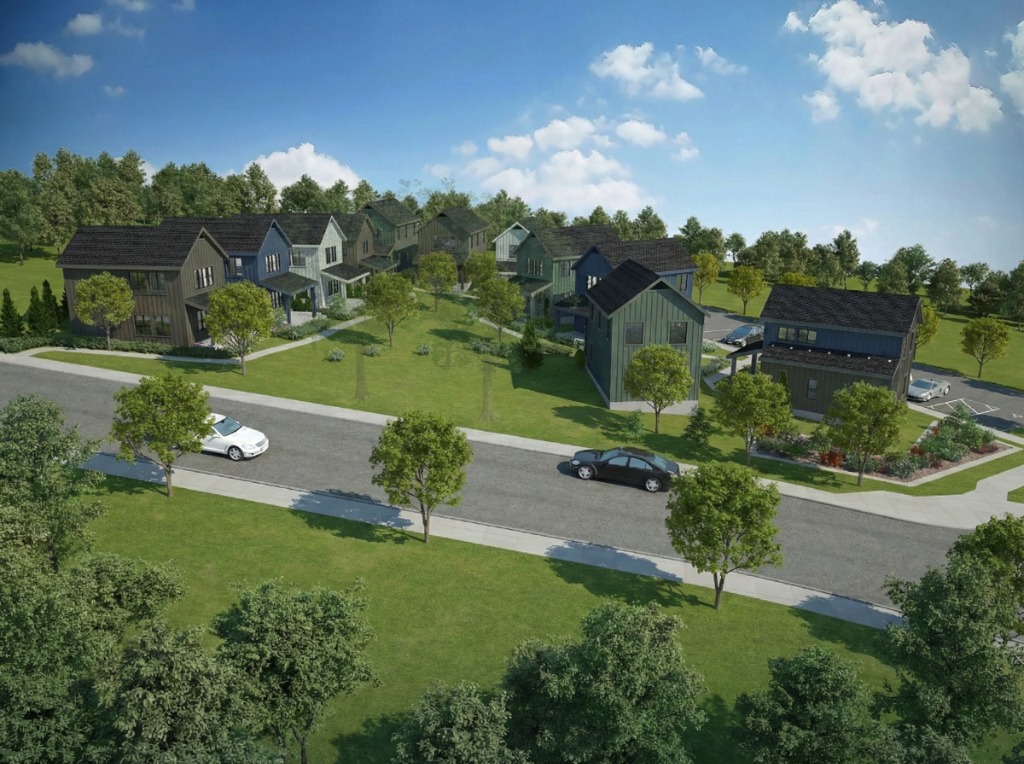 Aerial view of Cluster Cottages neighborhood